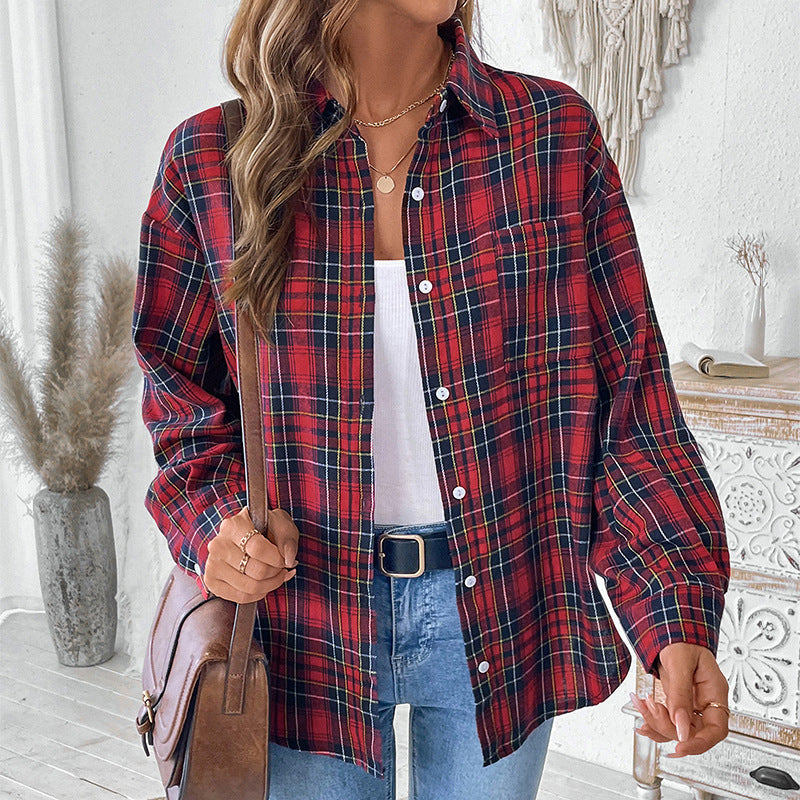 Chemise légère à carreaux en coton coupe décontractée Berg-Feldt pour femme