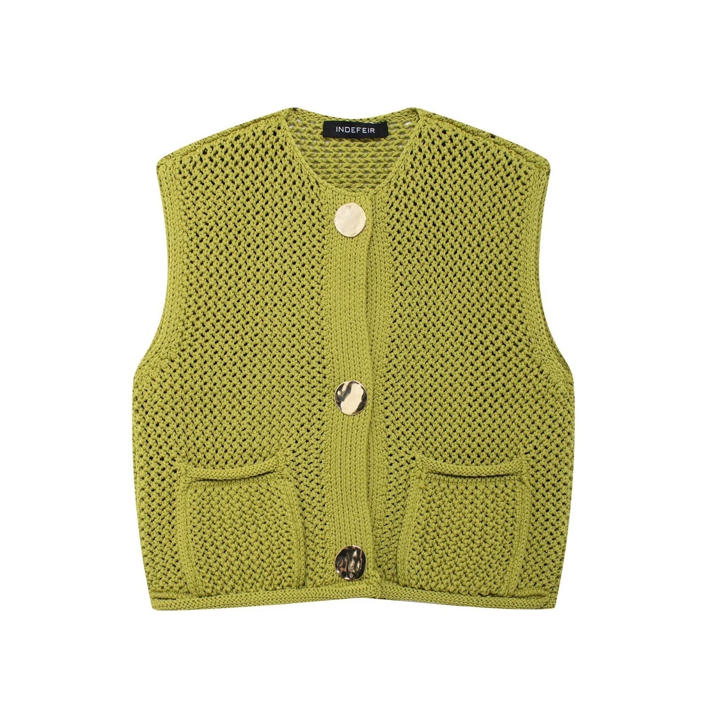 Gilet en maille aéré pour femme avec boutons décoratifs et poches Berg-Feldt