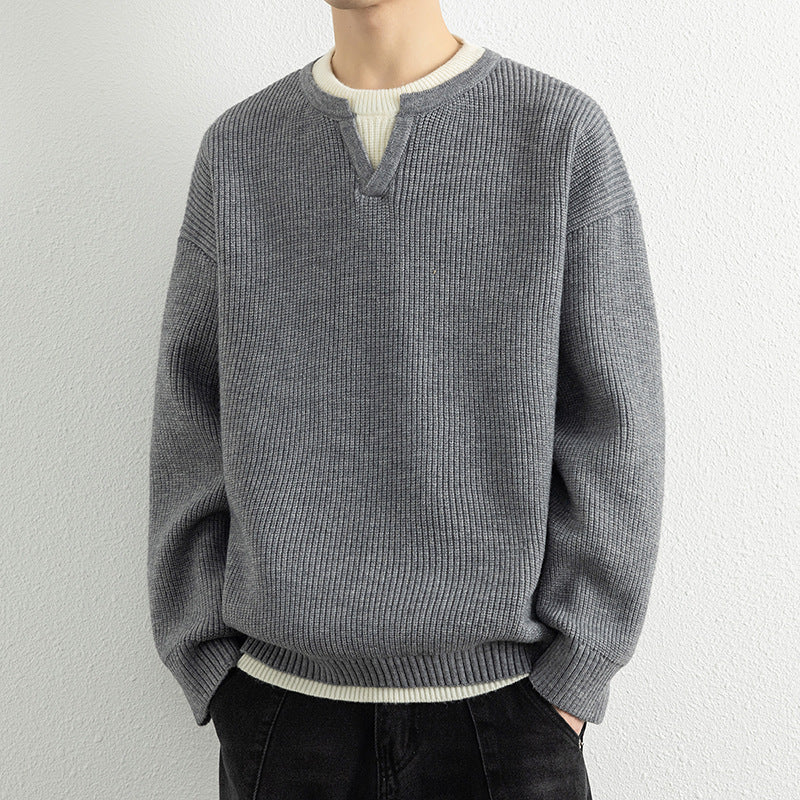 Pull-over en tricot pour homme, col en V, motif structuré Berg-Feldt