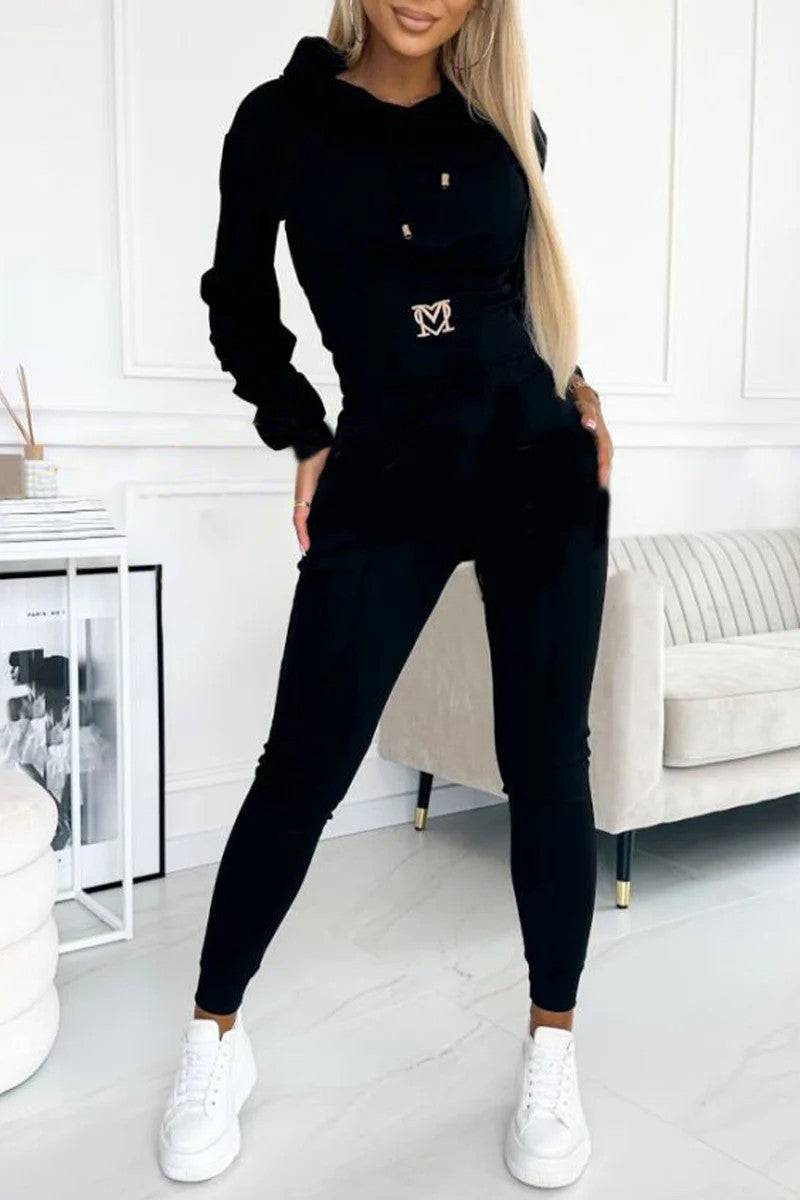 Damen Sportliches Jumpsuit-Set mit Kapuze und elastischem Bund Berg-Feldt