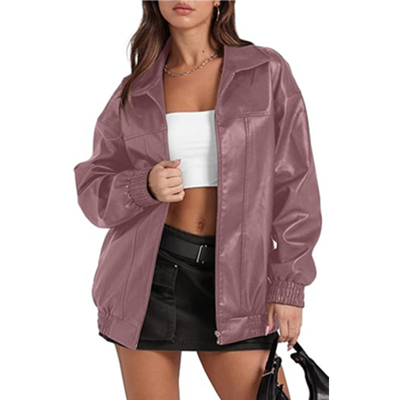Veste en similicuir Berg-Feldt pour femme avec manches larges et poignets élastiques