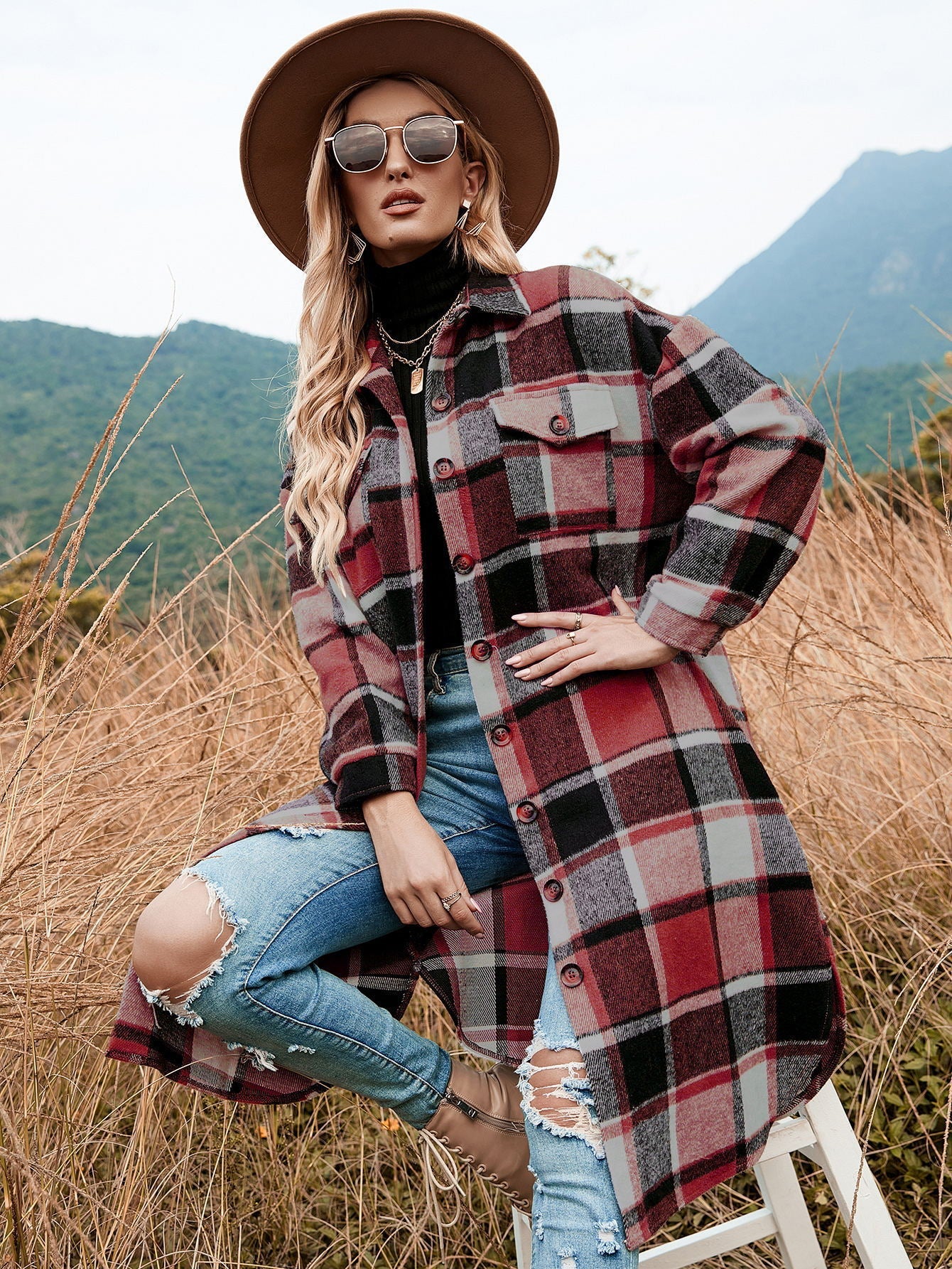 Robe chemise en flanelle à carreaux Berg-Feldt pour femmes