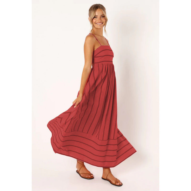 Robe longue femme à fines rayures et taille élastique Berg-Feldt