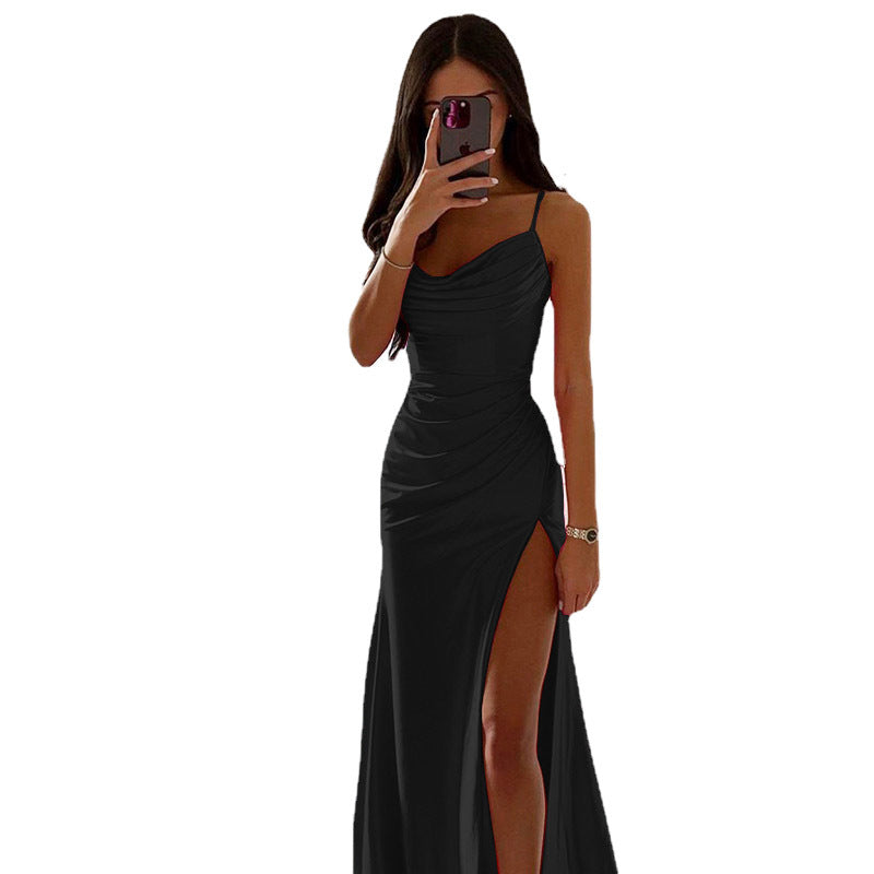 Damen Elegantes Maxikleid mit raffiniertem Drapé und hohem Schlitz Berg-Feldt