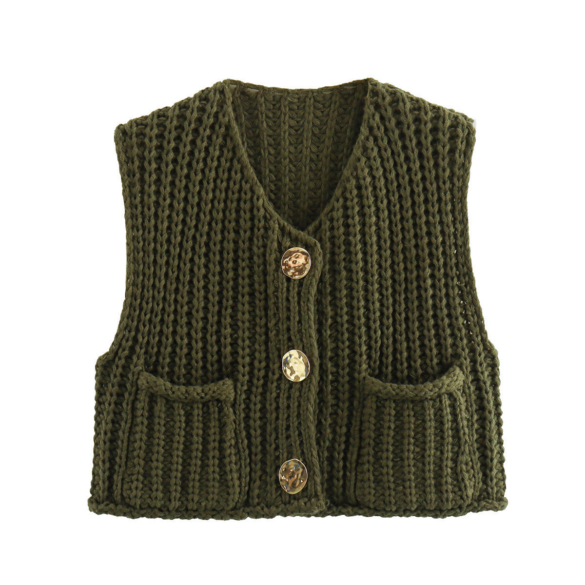 Damen modische Strickweste mit Knopfdetails und aufgesetzten Taschen Berg-Feldt