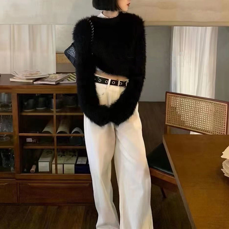Pull col rond court mode pour femme avec matière douce et duveteuse Berg-Feldt