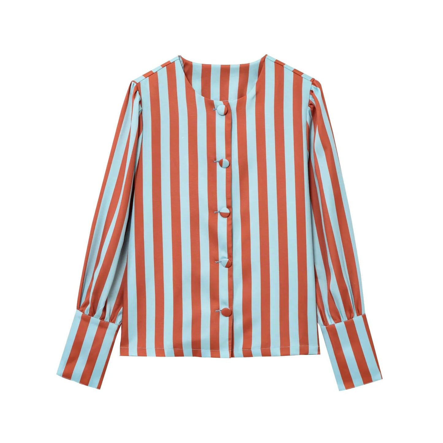 Chemise boutonnée à manches froncées et rayures Berg-Feldt pour femme