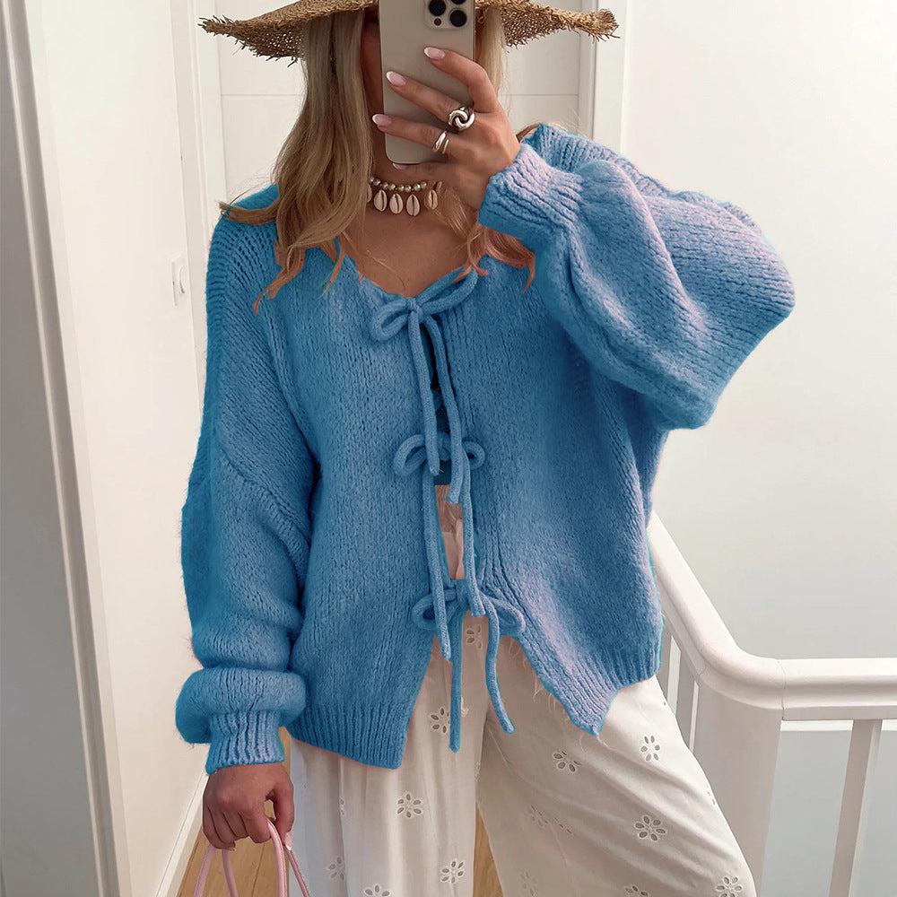 Dames Cardigan en maille douillette avec liens décoratifs Berg-Feldt