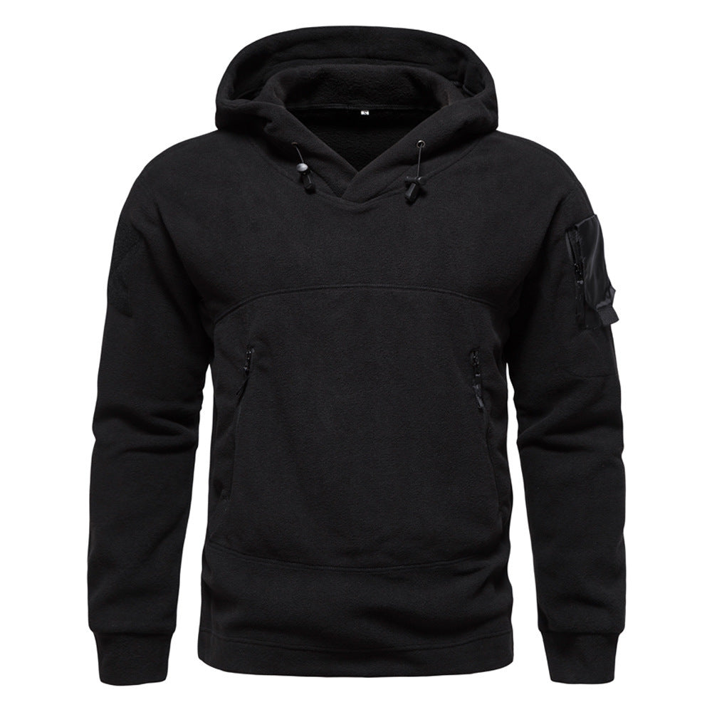 Herren moderne Fleece-Hoodie mit strategischen Reißverschlusstaschen Berg-Feldt