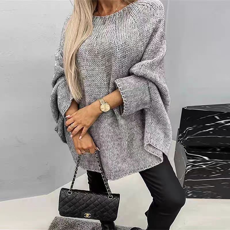 Poncho tricoté ample pour femme avec manches chauve-souris Berg-Feldt