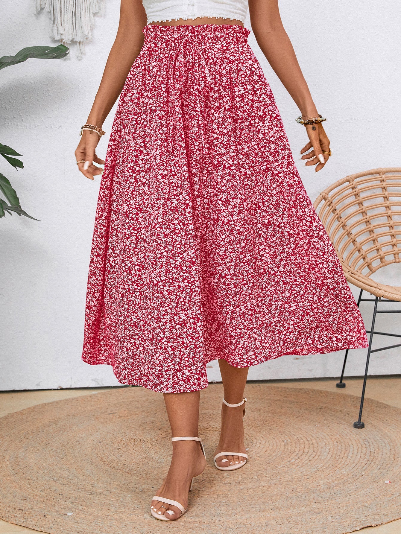 Jupe mi-longue fleurie pour femme Berg-Feldt