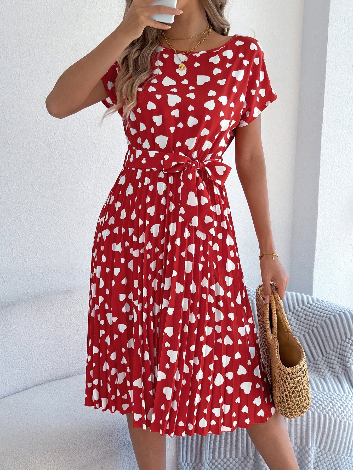 Robe femme Berg-Feldt : Coupe ample, imprimé cœurs et taille élastiquée
