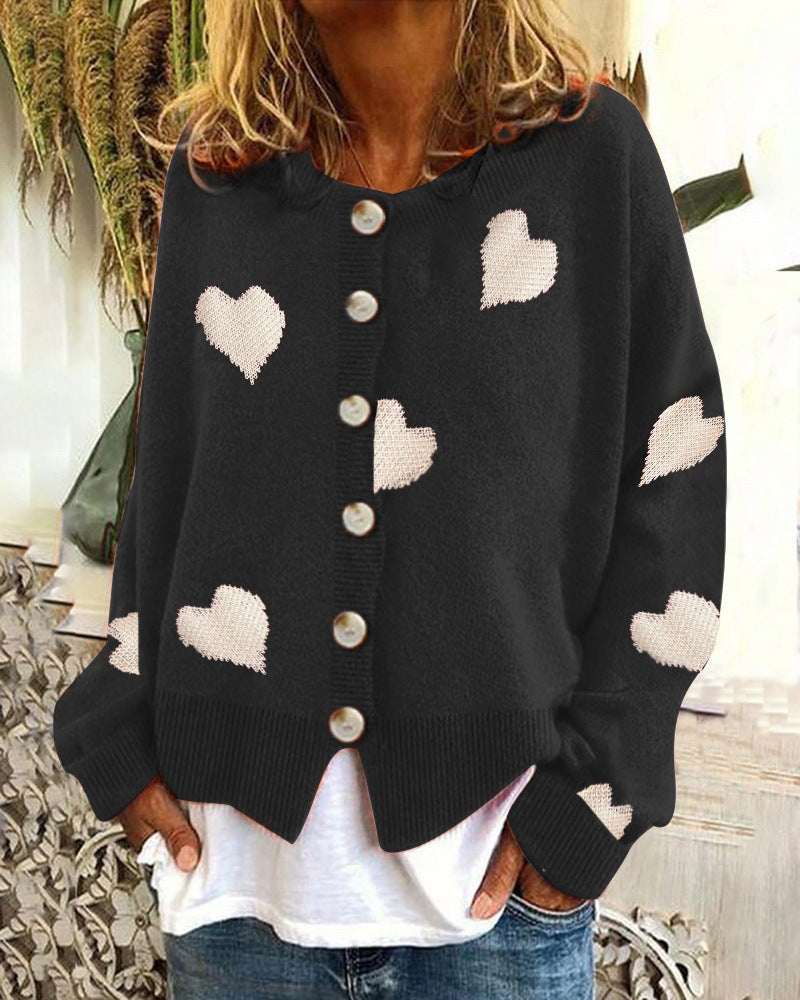 Dames cardigan douillet en maille avec motif cœur Berg-Feldt