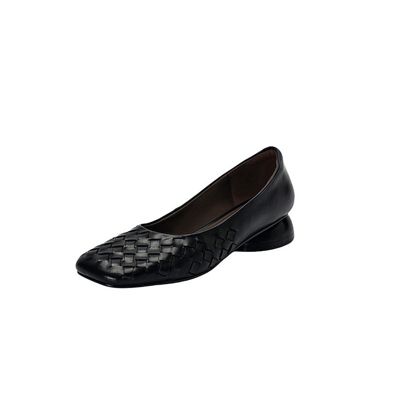 Chaussures plates pour femme Berg-Feldt avec motif tissé et petit talon carré