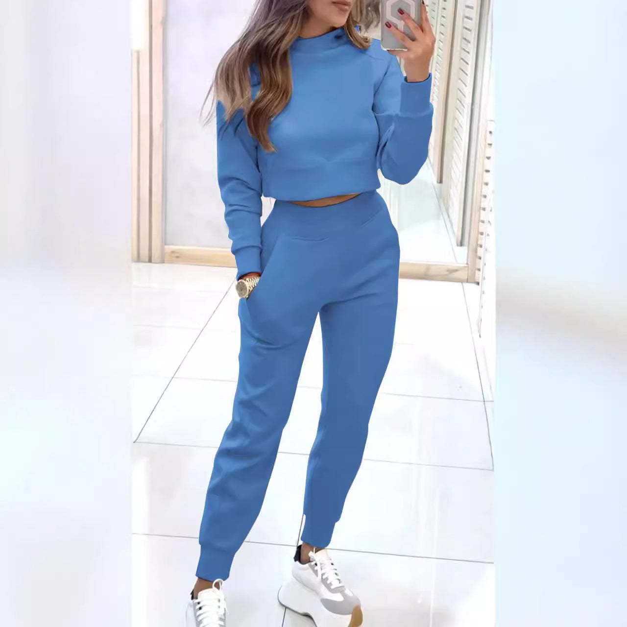 Ensemble décontracté pour femme, sweatshirt à col montant et poignets, de berg-feldt