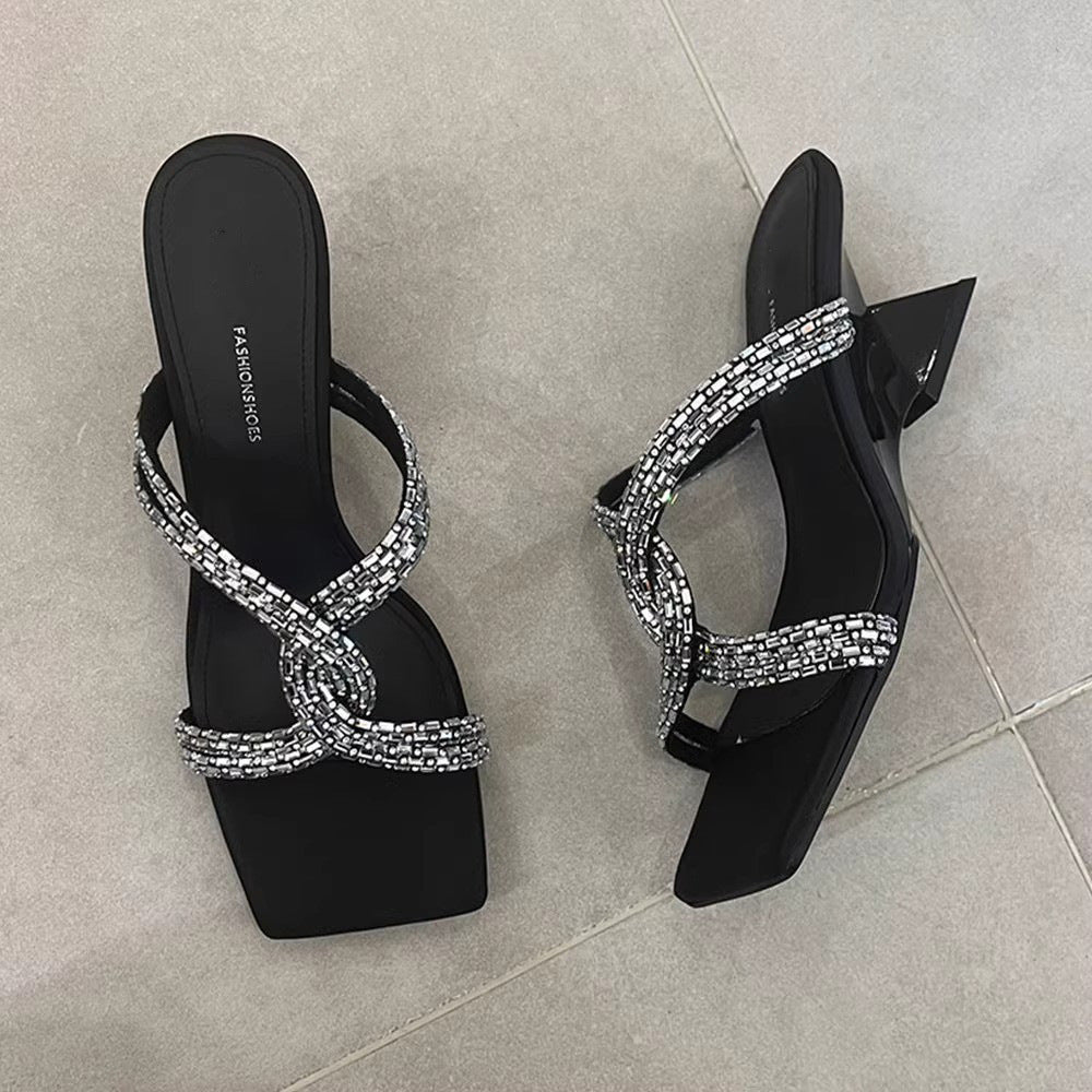Mules à talons Berg-Feldt pour femme avec brides en strass