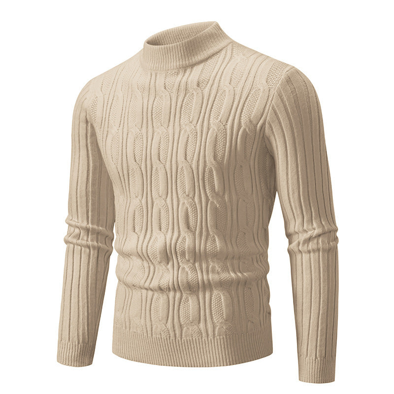 Chandail à col roulé Herren, coupe confortable avec motif torsadé texturé, Berg-Feldt