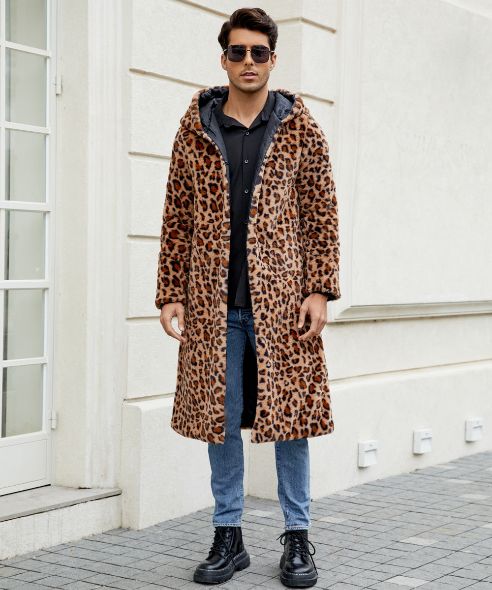 Manteau élégant en fausse fourrure à imprimé léopard pour homme Berg-Feldt
