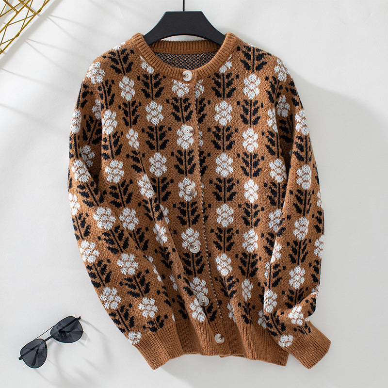 Berg-Feldt | Strickjacke mit Blumenmuster