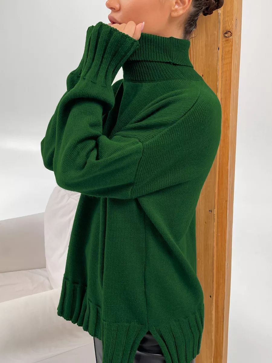 Grand pull en maille col montant avec fentes latérales berg-feldt pour femme