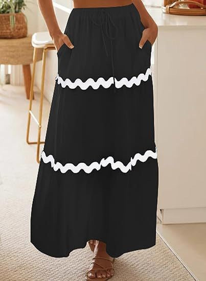 Robe mi-longue pour femme Berg-Feldt avec taille élastique et volants