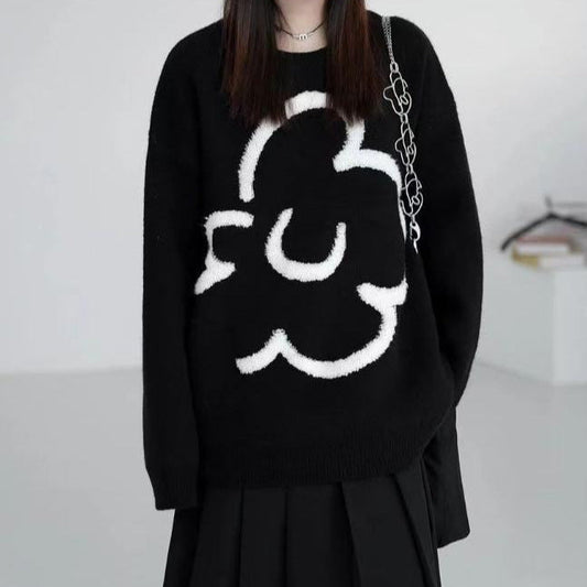 Damen lässiger Strickpullover mit floralem Motiv Berg-Feldt - Berg-Feldt