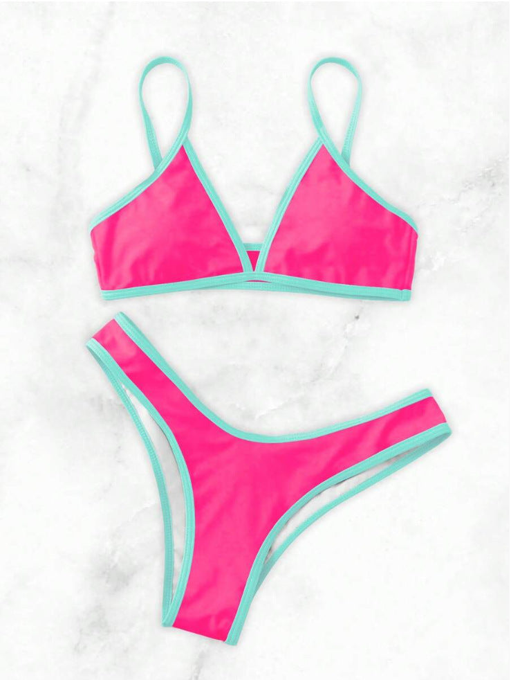 Berg-Feldt Ensemble Bikini Triangle pour Femme avec Détails Contrastés