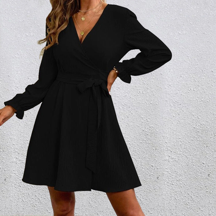 Robe portefeuille évasée avec manches et ceinture Berg-Feldt