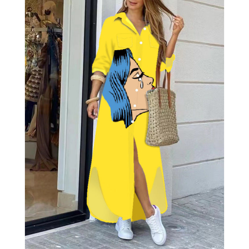 Robe longue bohème avec fente latérale et boutons – Berg-Feldt Design