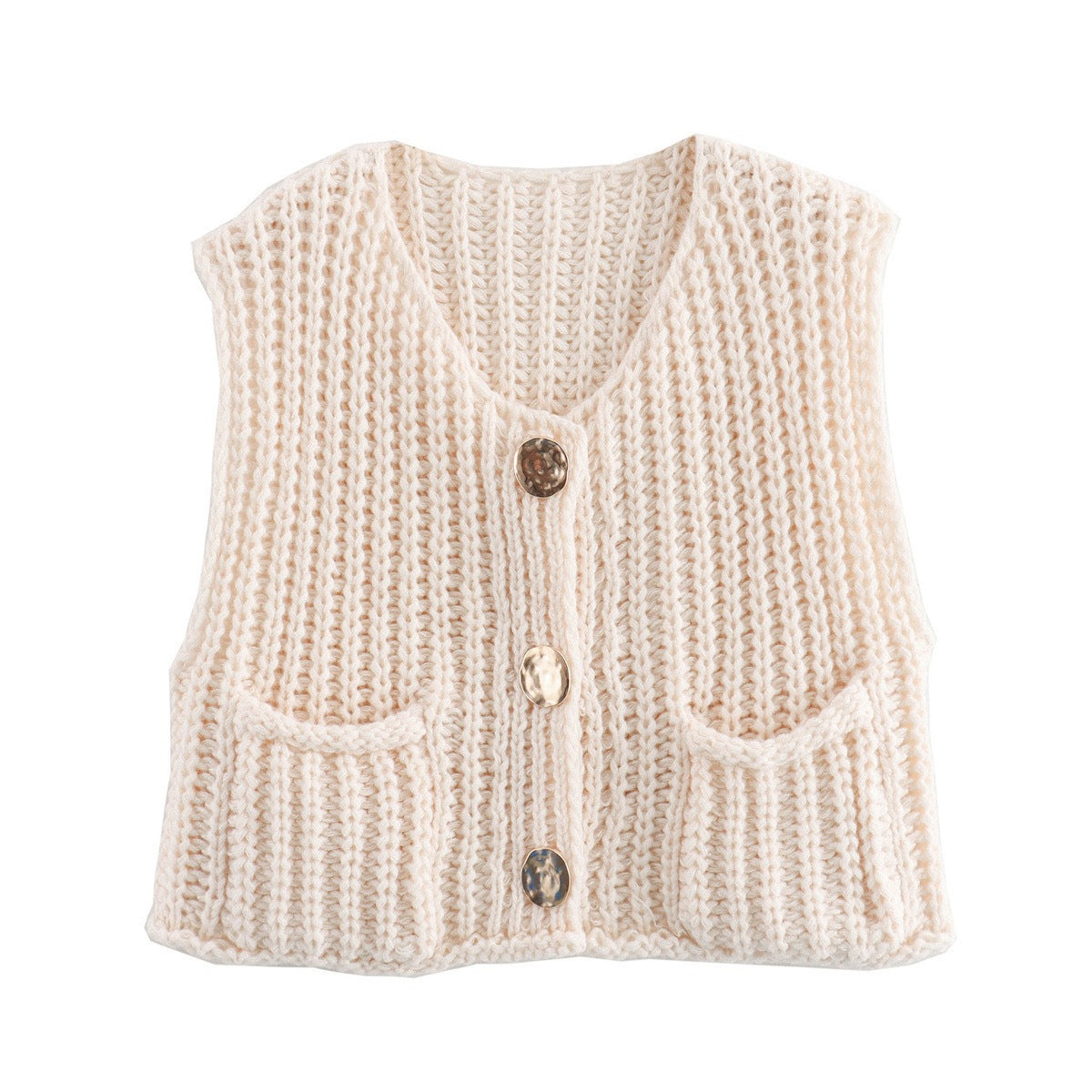 Damen modische Strickweste mit Knopfdetails und aufgesetzten Taschen Berg-Feldt