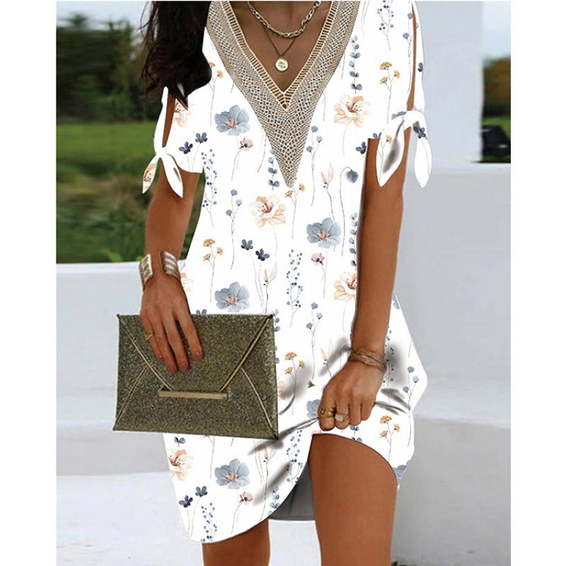 Robe scintillante pour femme avec col en V, volants et détails de berg-feldt