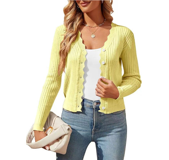 Damen élégant cardigan en tricot avec bordure festonnée Berg-Feldt