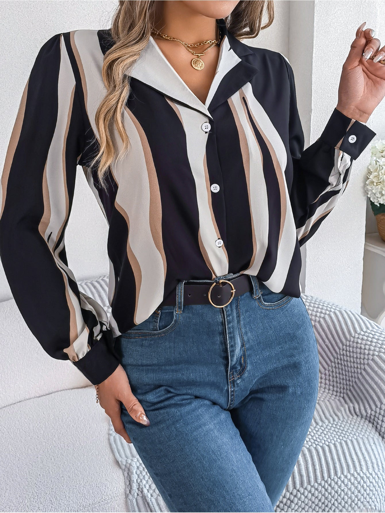 Moderne, elegante Damenbluse mit Langarm und Streifenmuster von berg-feldt