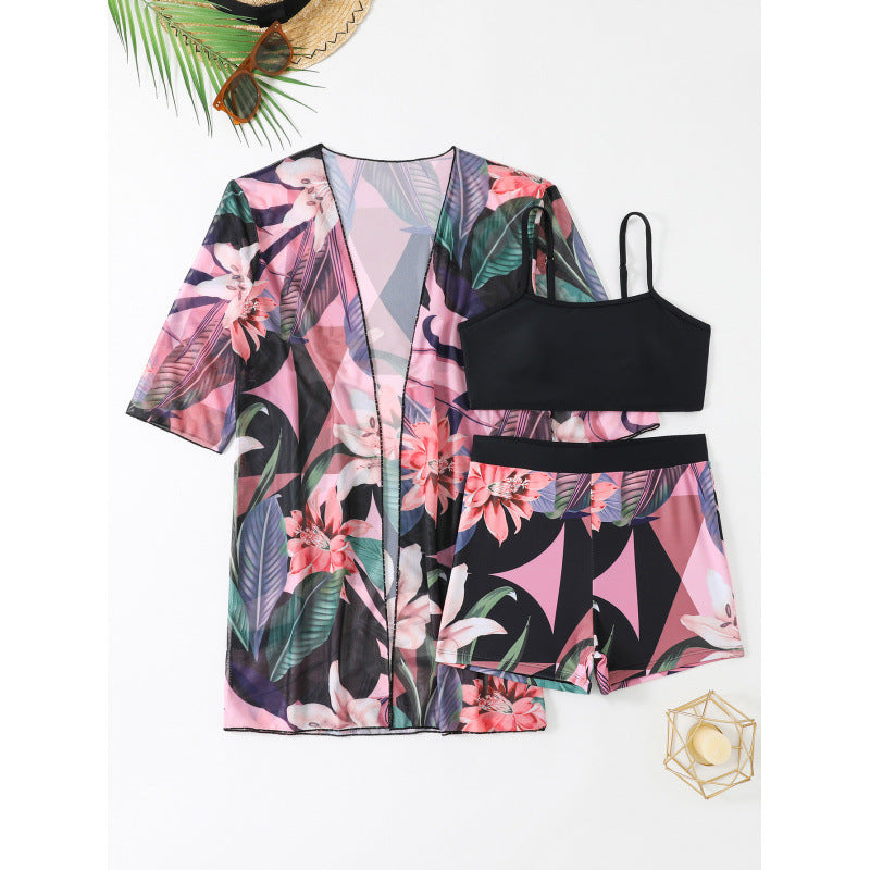 Ensemble de plage pour femme : Veste kimono fleurie et haut de sport par berg-feldt