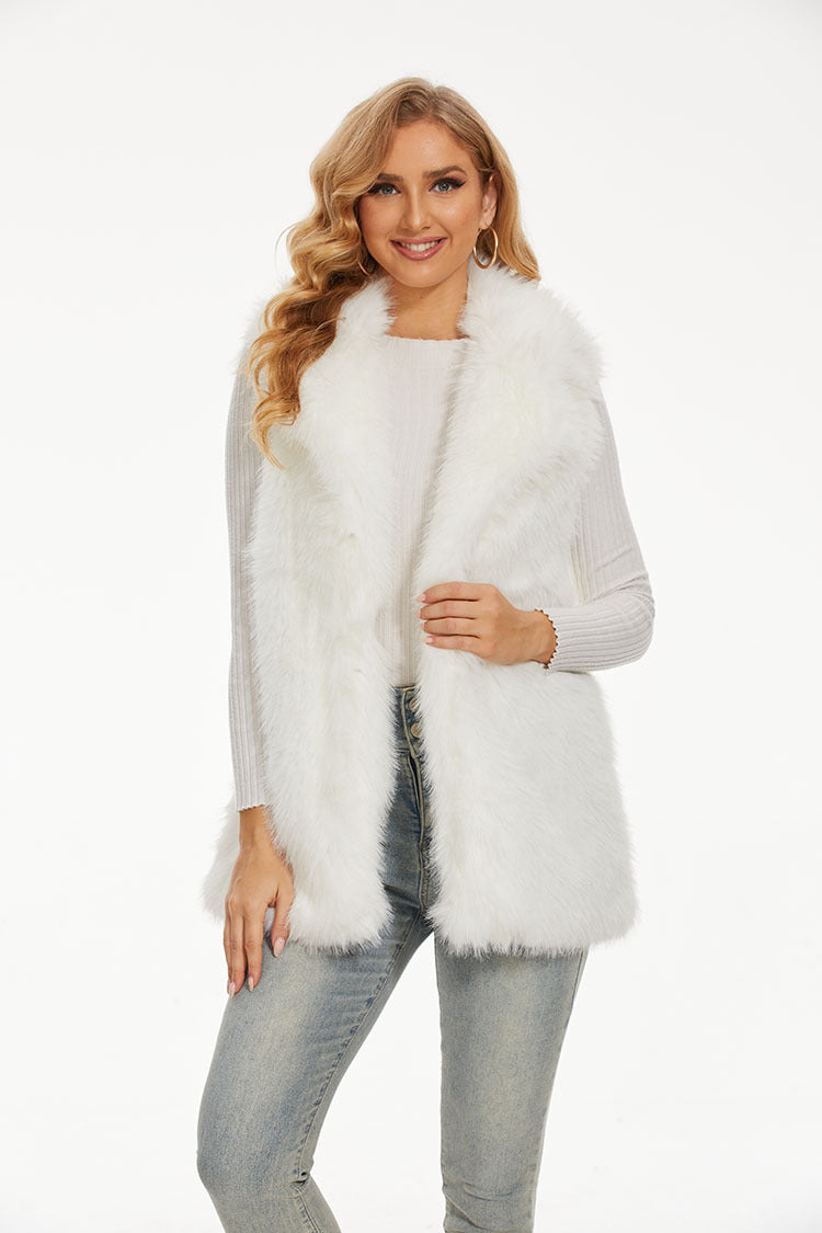 Gilet long en fausse fourrure pour femme, col montant et doublure douce Berg-Feldt