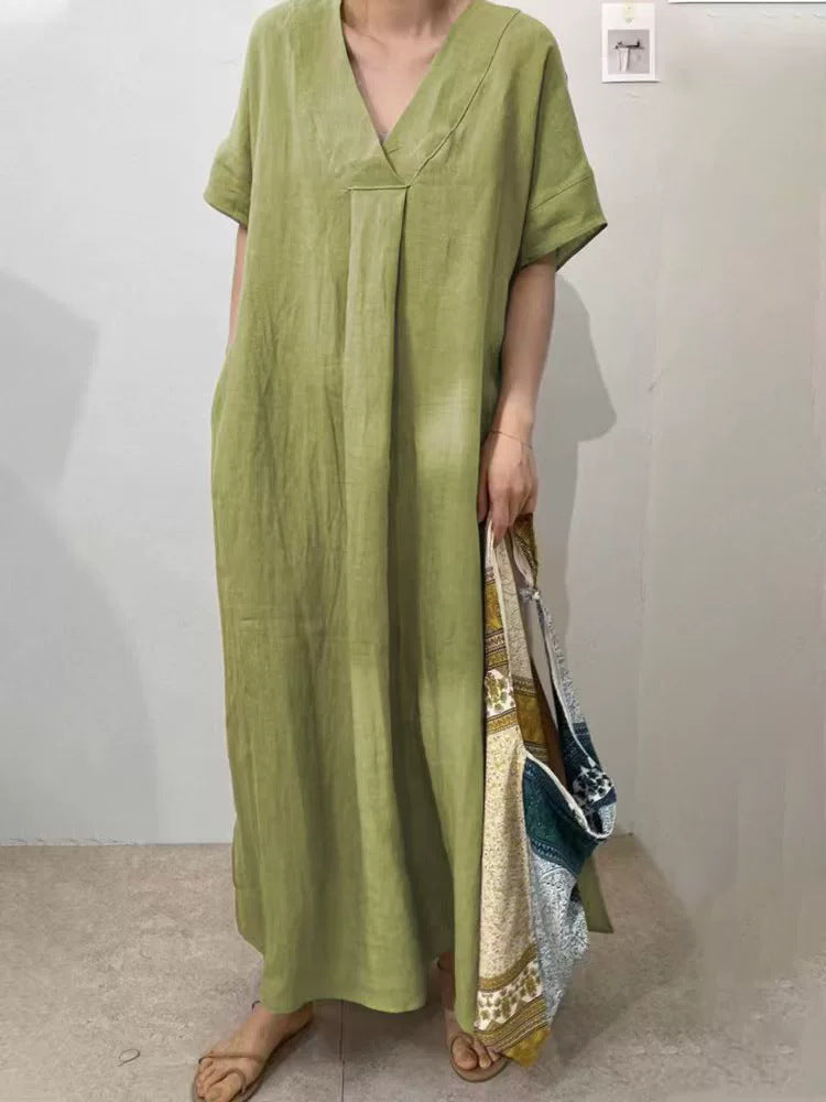 Robe d'été légère pour femme à col en V et manches courtes, par berg-feldt