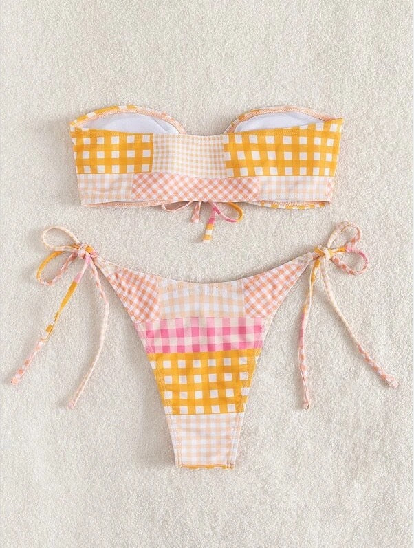 Berg-Feldt Ensemble de bikini pour femme, à carreaux