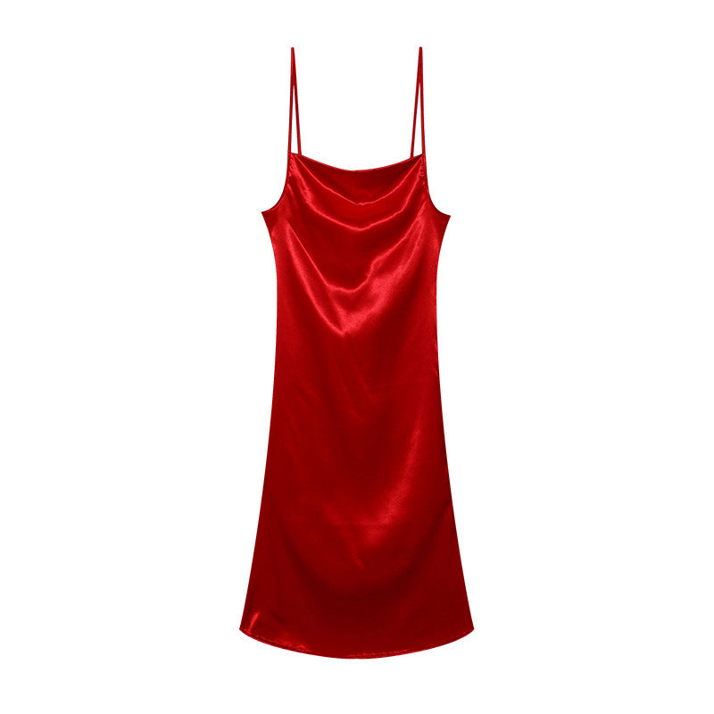 Robe nuisette en soie à fines bretelles pour femme Berg-feld