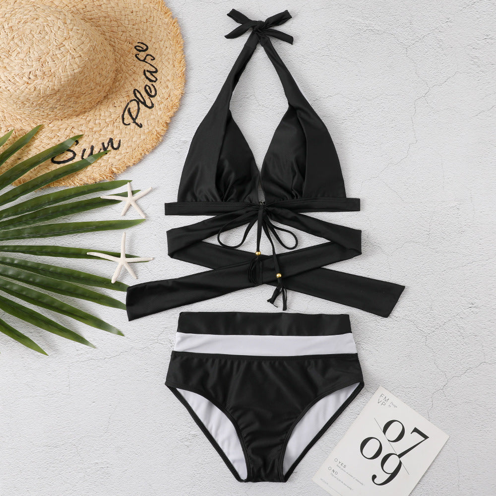 Haut et bas de bikini taille haute pour femme Berg-Feldt avec bretelles croisées sophistiquées