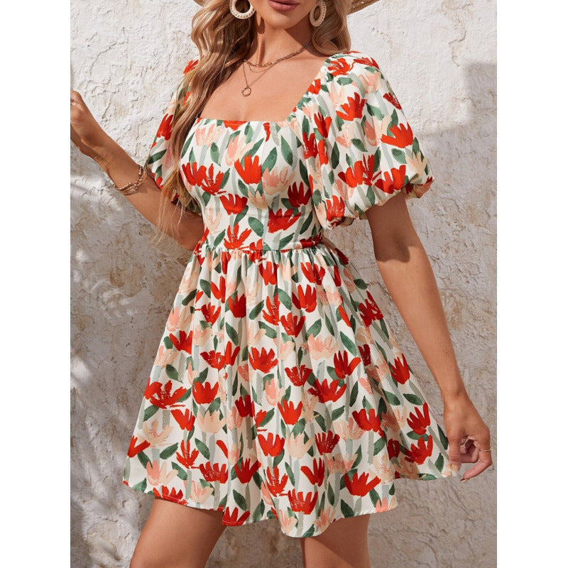 Robe courte Berg-Feldt pour femme, à imprimé floral et décolleté carré
