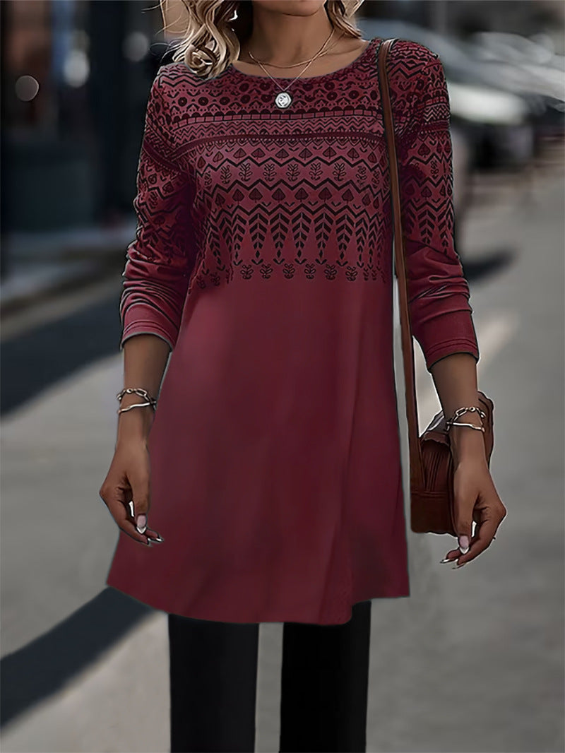Tunique-robe élégante pour femme à motif géométrique et manches 3/4 de berg-feldt
