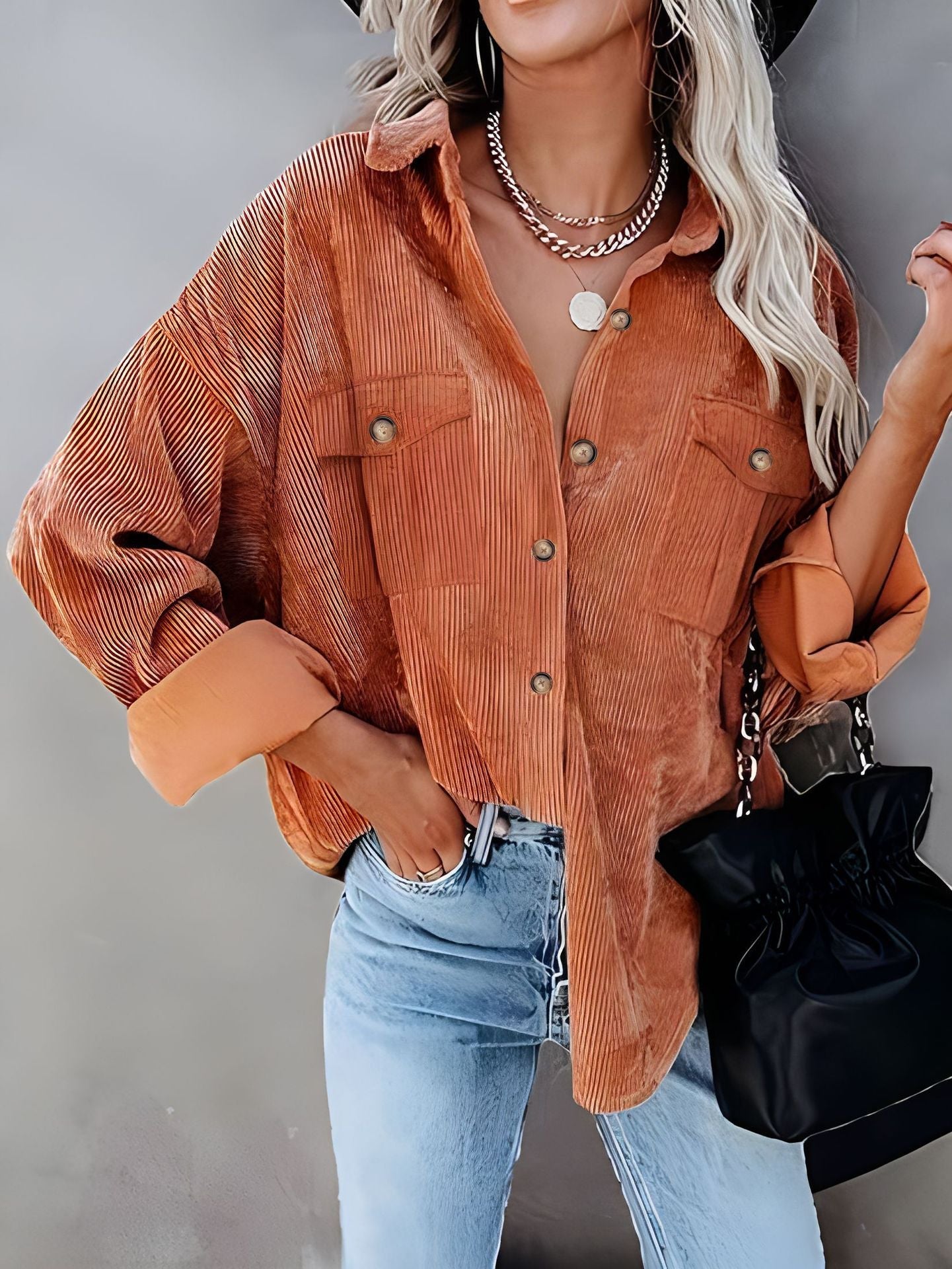 Damen Cordhemdjacke mit doppelter Brusttasche Berg-Feldt