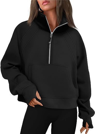Pull-over douillet demi-zippé à capuche et poche kangourou Berg-Feldt pour femme