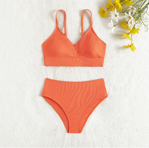 Ensemble bikini femme berg-feldt avec design côtelé élégant et taille haute