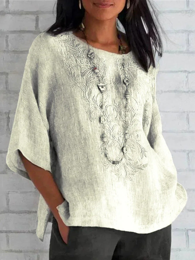 Blouse en lin brodée pour femme Berg-Feldt