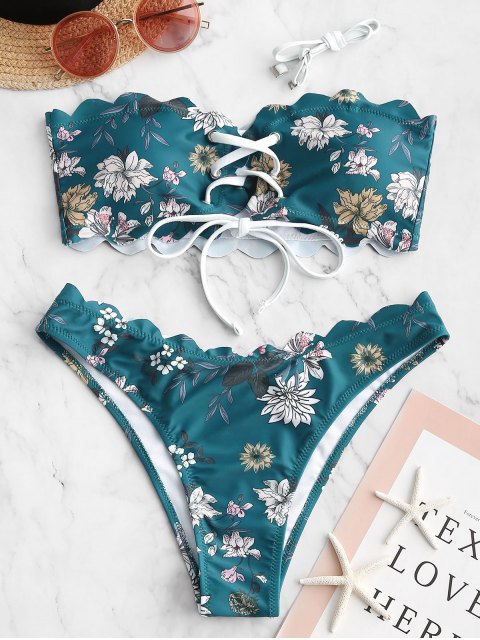 Ensemble bikini deux pièces à lacer et à motif floral Berg-feldt pour femme