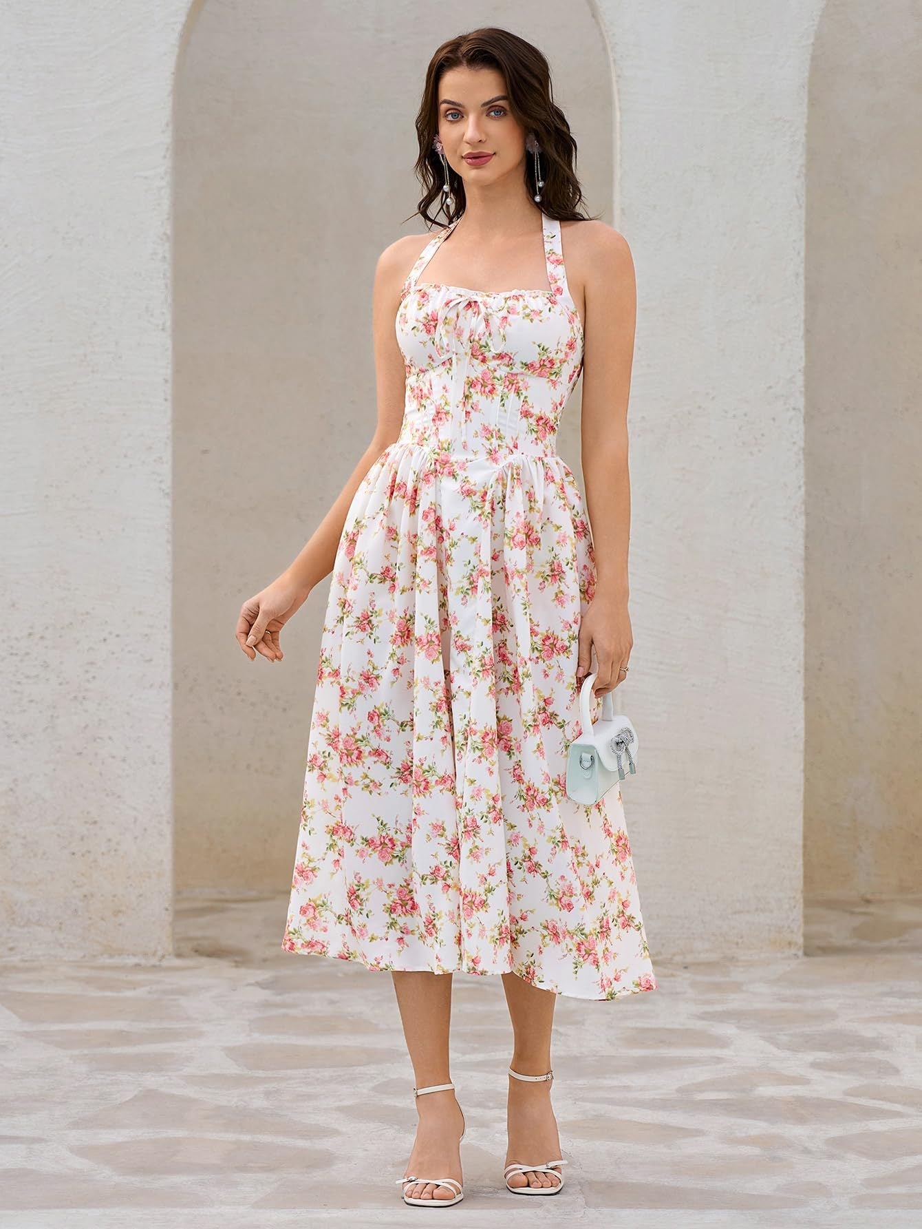 Robe longue fleurie ceinturée pour femme de berg-feldt