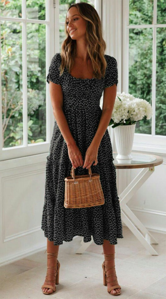 Robe midi ajustée à volants et taille nouée pour femme de berg-feldt
