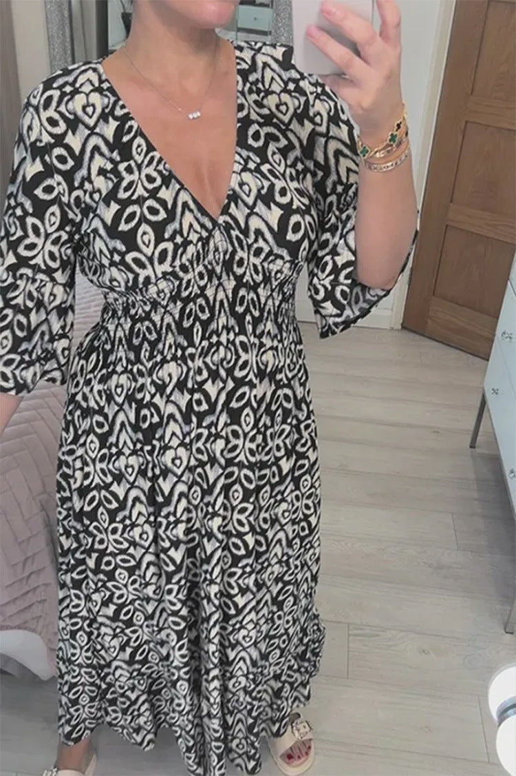 Robe longue pour femme avec col en V décontracté et manches larges berg-feldt
