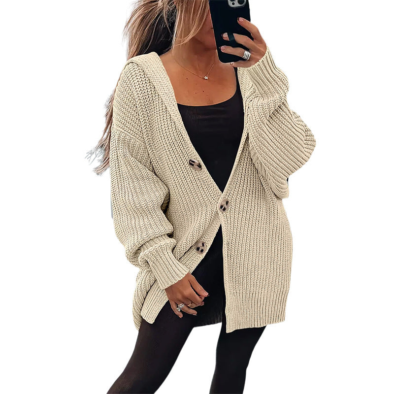 Cardigan oversize en grosse maille pour femme avec élégants boutons en bois Berg-Feldt